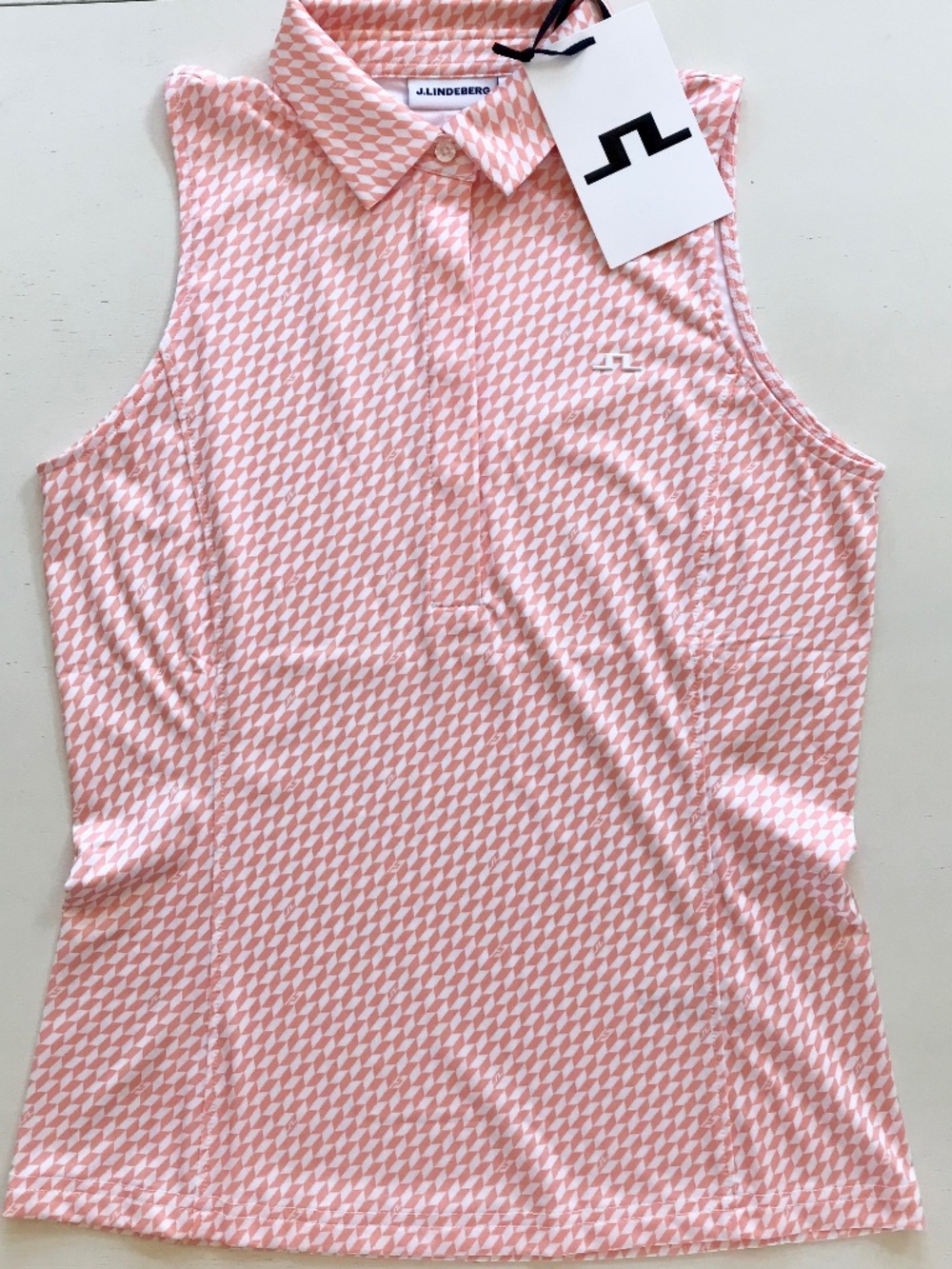 J. LINDEBERG SPRING 2027 SLEEVELESS POLO ARLEQUIN SALMON